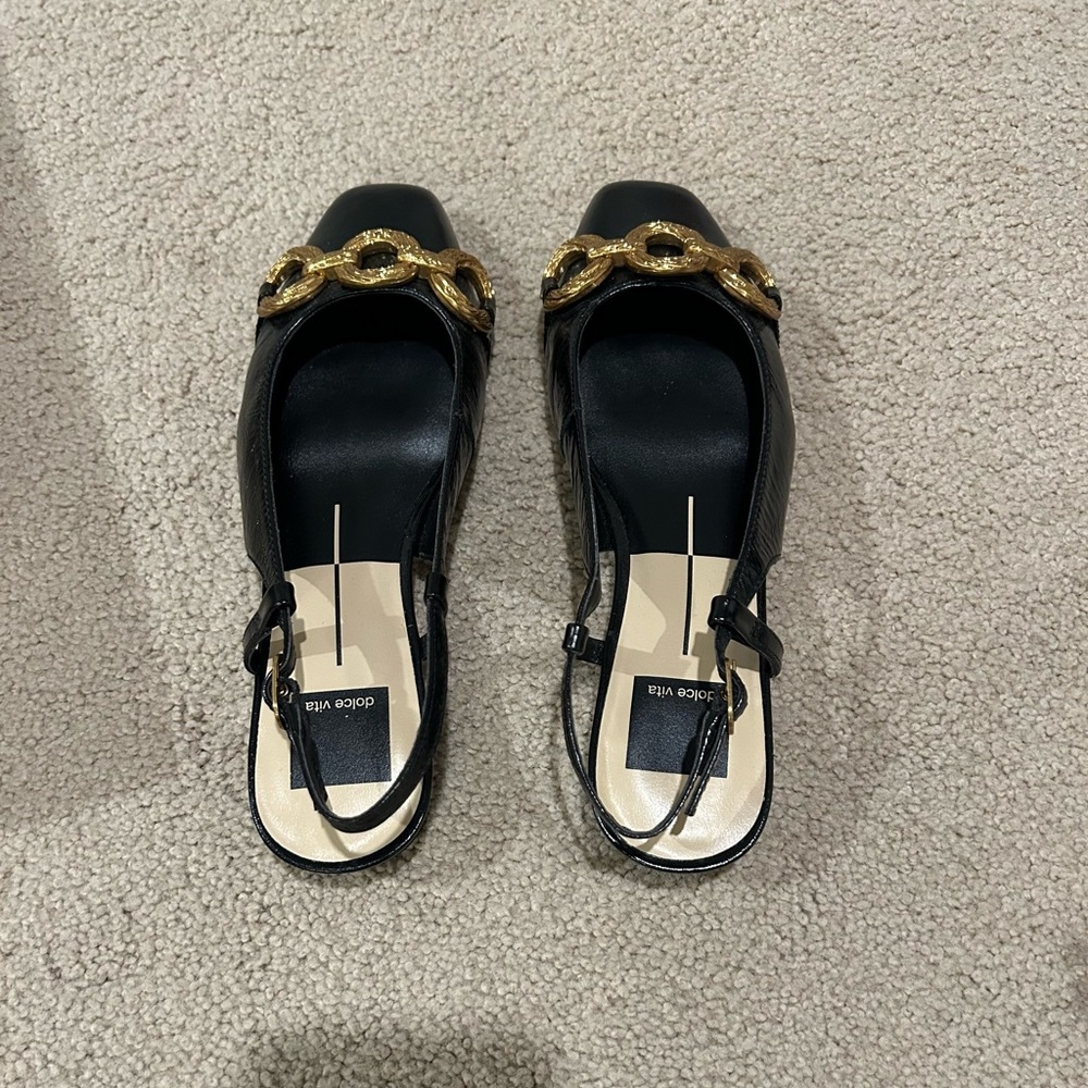 Dolce Vita Black and Gold Midnight Crinkle Patent Slingback 6.5 worn once